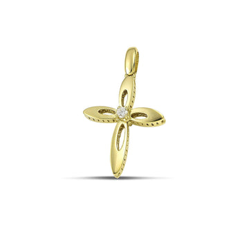 Γυναικείος σταυρός βάπτισης Κ14 διπλής όψης με ζιργκόν